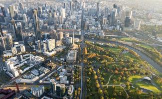 Arial view of Melbourne city Australia