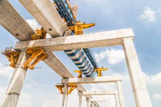 Construction in progress of a mass rapid transit line 